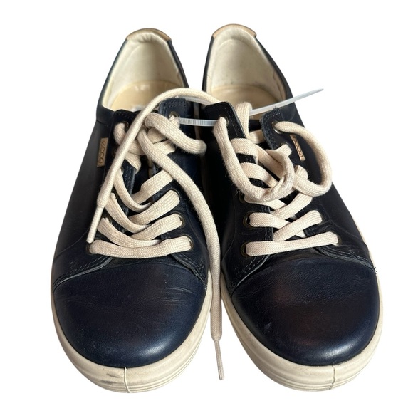 Ecco Soft 7 Leather Lace-up Sneaker in Marine - Size 7 - Picture 2 of 9